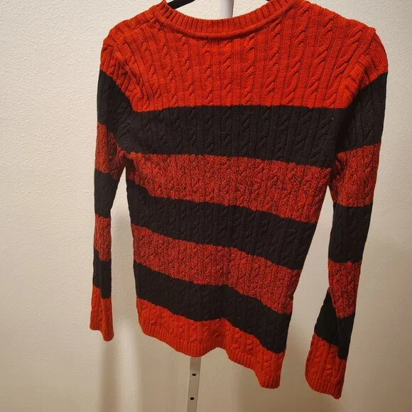 Karen Scott Women's Red & Black Striped Sweater Size Medium Cotton - Picture 10 of 10